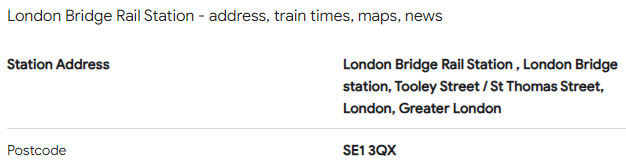 London Bridge Station Postcode